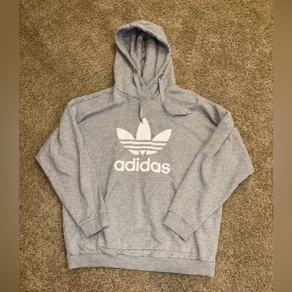 XL adidas Light Gray Trefoil Hoodie